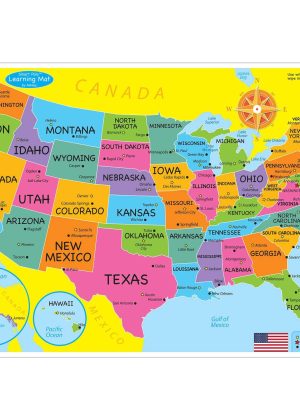 Ashley Productions 12 x 17 Double-Sided US Map Learning Mat