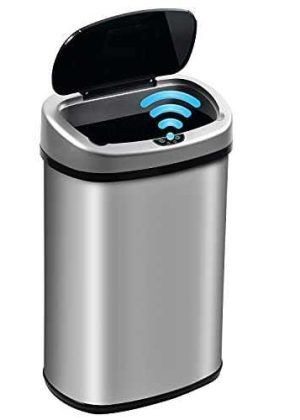 13 Gallon 50 Liter Kitchen Trash Can with Touch-Free & Motion Sensor, Automatic Stainless-Steel Garbage Can, Anti-Fingerprint Mute Designed Trash